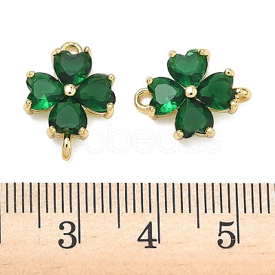 Saint Patrick's Day Glass Clover Connector Charms KK-P348-03G-01-1