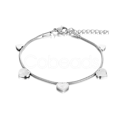 Elegant Stainless Steel Heart Charm Bracelets YI5827-1-1