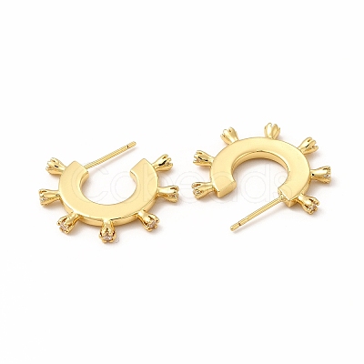 Rack Plating Brass Micro Pave Cubic Zirconia Stud Earrings for Women LS-EJEW-H091-22G-1