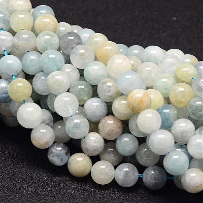 Natural Aquamarine Beads Strands G-P132-10-8mm-1