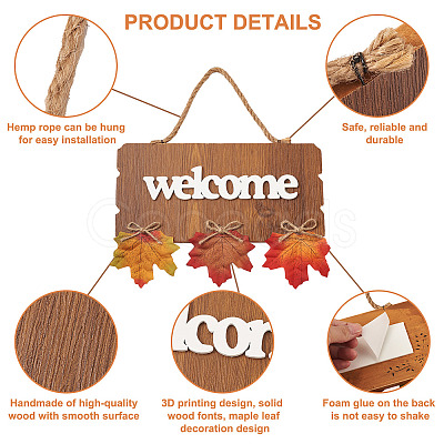 2Pcs 2 Color Wooden Doorplate Decorations AJEW-CF0001-10-1