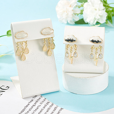 2 Pairs 2 Styles Cloud & Teardrop Alloy Enamel Stud Earrings for Women EJEW-TA0001-50-1
