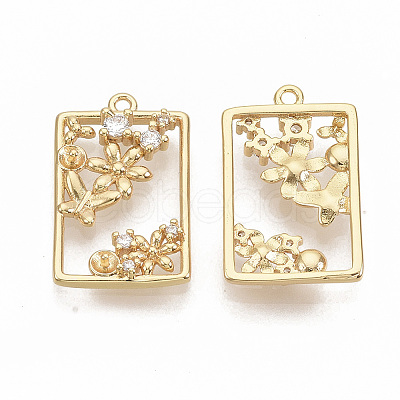 Brass Micro Pave Clear Cubic Zirconia Peg Bails Pendants KK-T051-01G-NF-1