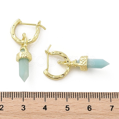 Natural Flower Amazonite Hoop Earrings EJEW-P306-01G-11-1