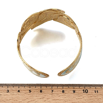 304 Stainless Steel Enamel Cuff Bangles for Women BJEW-E112-02G-1