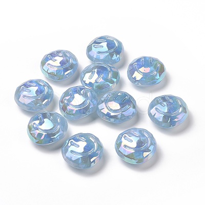 Rainbow Iridescent Plating Acrylic Beads OACR-A010-05C-1