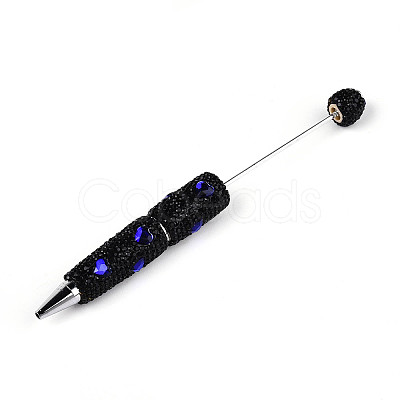 Heart Resin & Polymer Clay Pave Rhinestone Ball-Point Pen AJEW-T013-03A-1