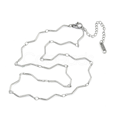 304 Stainless Steel Wave Bar Link Chain Necklaces NJEW-D299-01P-1