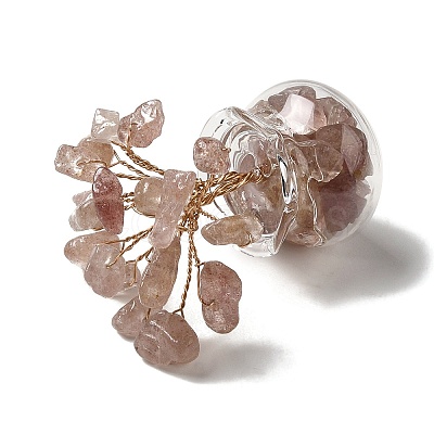 Natural Strawberry Quartz Chips Tree Decorations DJEW-Z007-02B-1