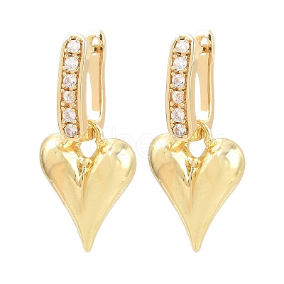 Brass Micro Pave Clear Cubic Zirconia Hoop Dangle Earrings EJEW-G471-30B-G-1