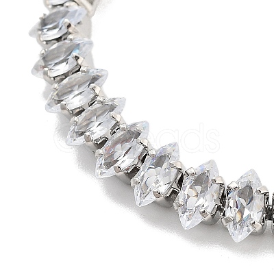 Brass Pave Clear Cubic Zirconia Horse Eye Box Chain Slider Bracelets BJEW-YWC0002-06B-P-1