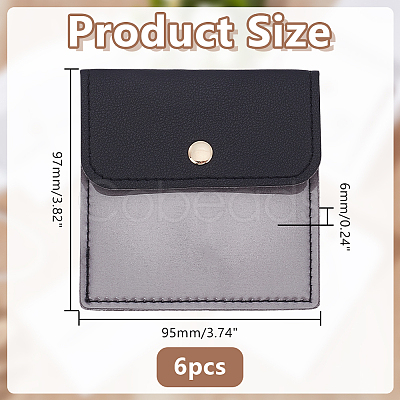 6Pcs PVC PU Leather Jewelry Envelope Pouches with Snap Button ABAG-WH0039-49B-1