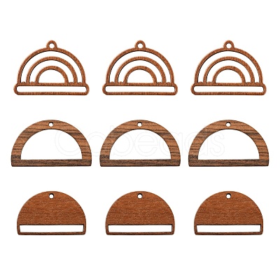 18Pcs 3 Style Walnut Wood Pendants WOOD-LS0001-43-1