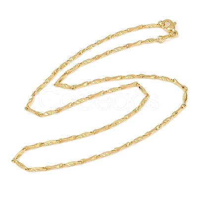 2MM Brass Textured Flat Bar Link Chains Necklaces for Men Women NJEW-L012-08G-1