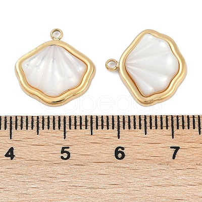 304 Stainless Steel Pave Natural White Shell Charms STAS-I325-026G-1