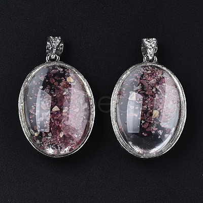 Transparent Glass Oval Pendants GLAA-S199-005-1
