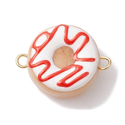 Handmade Lampwork Enamel Donut Connector Charms PALLOY-JF02573-1