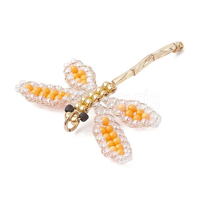 Glass Seed Beaded Dragonfly Pendants PALLOY-MZ00983-02-1