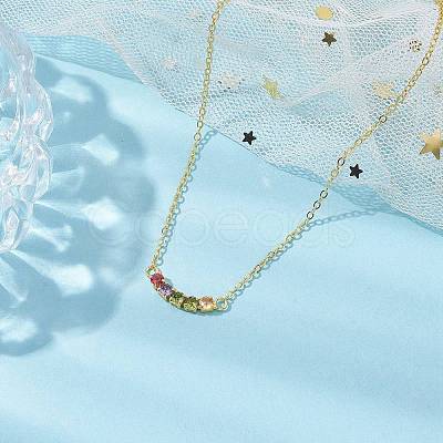 Rack Plating Brass Pave Colorful Cubic Zirconia Cube Link Necklaces NJEW-JN04999-1