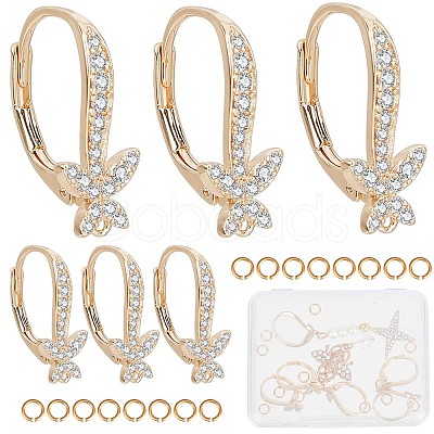 6Pcs Brass Cubic Zirconia Leverback Earring Findings KK-CN0002-11-1