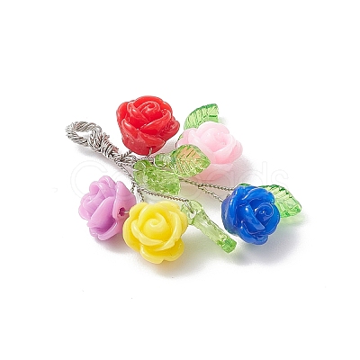 Rose Resin Pendants PALLOY-JF03758-1