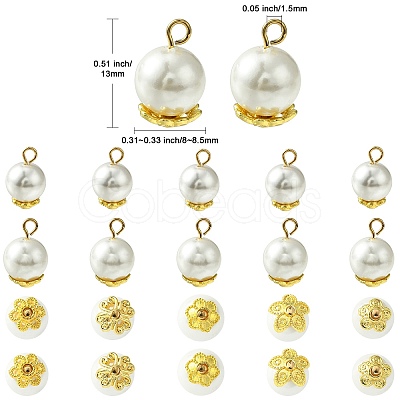 50Pcs 5 Styles Grade A Rainbow Plated Shell Pearl Round Charms FIND-CJ0001-48-1