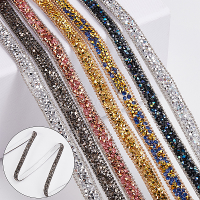 5 Yards Self Adhesive Resin Rhinestone Tape DIY-SP0002-49B-1