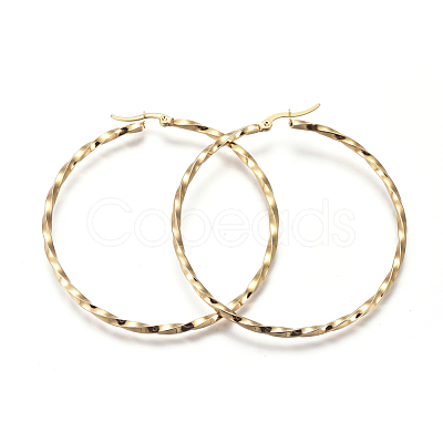 201 Stainless Steel Big Hoop Earrings EJEW-A054-06A-G-1