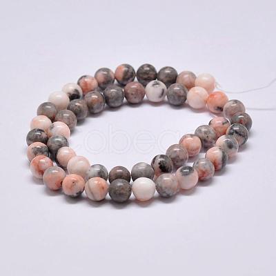 Natural Pink Zebra Jasper Beads Strands G-P231-01-4mm-1