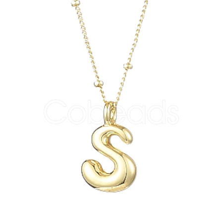 1Pc Initial Letter Brass Pendant Necklaces NJEW-YW0001-24S-1