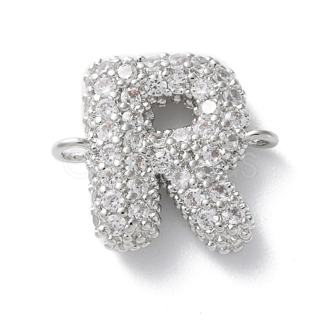 Brass Micro Pave Cubic Zirconia Letter Links KK-I717-04R-P-1