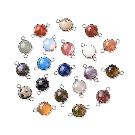 Natural & Synthetic Mixed Gemstone Connector Charms G-D059-01D-1