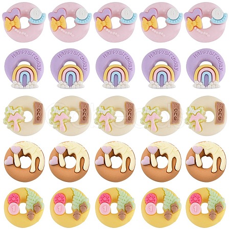 SUNNYCLUE 50Pcs 5 Styles Opaque Resin Imitation Food Cabochons RESI-SC0002-94-1