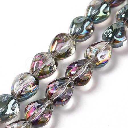 Transparent Electroplate Glass Beads Strands GLAA-C025-02K-1