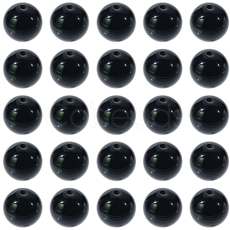 2 Strands Round Natural Black Onyx(Dyed & Heated) Beads Strands G-SP0001-24-1