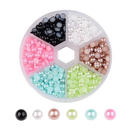 1 Box Half Round Domed ABS Plastic Imitation Pearl Cabochons SACR-X0001-B-1