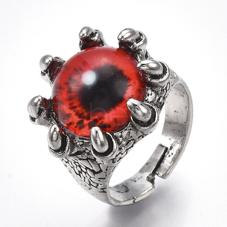 Adjustable Alloy Glass Finger Rings RJEW-T006-03D-1