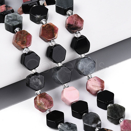 Natural Rhodonite & Eagle Eye & Obsidian Beads Strands G-N358-03A-03-1