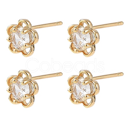 SHEGRACE Brass Micro Pave Cubic Zirconia Stud Earrings XGRQ4N806-721G-1