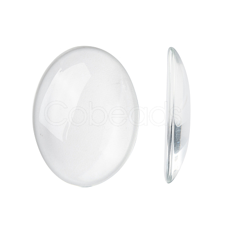 Transparent Oval Glass Cabochons X-GGLA-R022-40x30-1