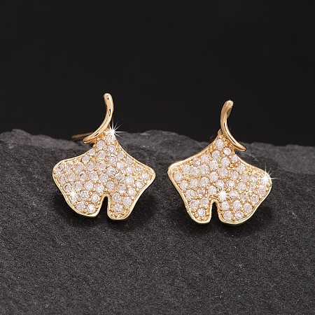 Brass Micro Pave Clear Cubic Zirconia Stud Earrings WGF80BB-01-1