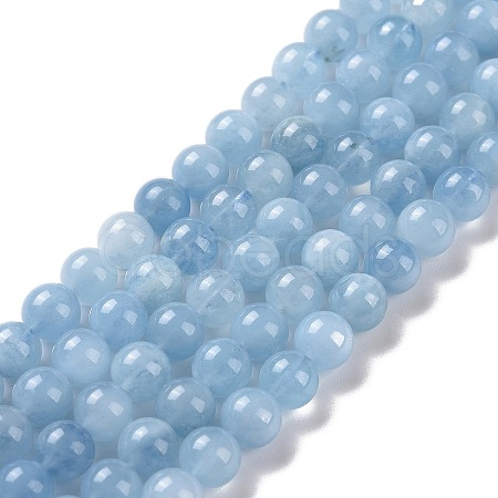 Round Natural Aquamarine Bead Strands G-F289-03-6mm-1