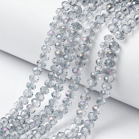 Electroplate Transparent Glass Beads Strands EGLA-A034-T6mm-F10-1