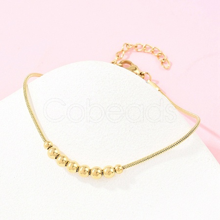 201 Steel Round Beaded Bracelets BJEW-D458-06G-1