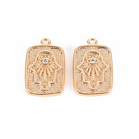 Brass Micro Pave Clear Cubic Zirconia Pendants KK-T062-136G-NF-1