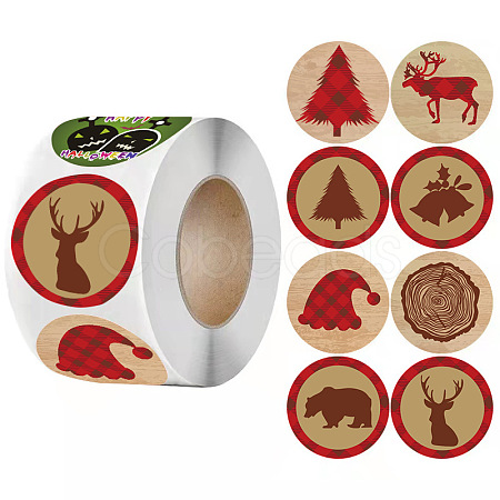 500Pcs Christmas Theme Round Stickers AJEW-S090-04H-1