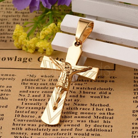 Ion Plating(IP) 304 Stainless Steel Crucifix Cross Pendants STAS-I035-13B-1