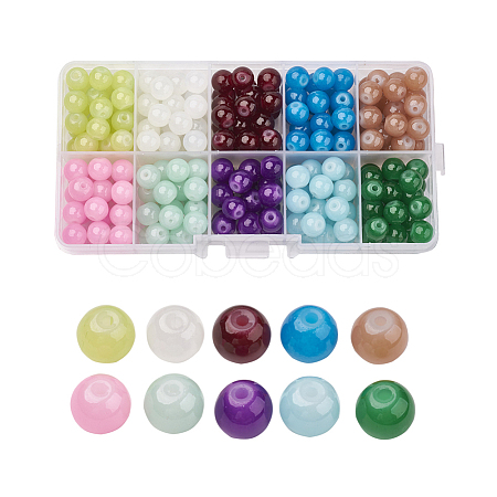 Imitation Jade Glass Beads Strands DGLA-X0007-8mm-01-1