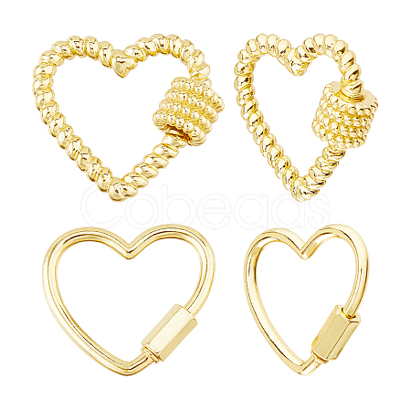 4Pcs Brass Screw Carabiner Lock Charms KK-HS0015-14-1
