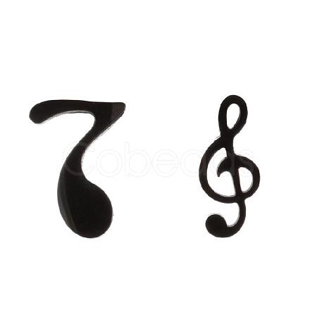 304 Stainless Steel Music Note Stud Earrings with 316 Stainless Steel Pins MUSI-PW0001-24EB-1